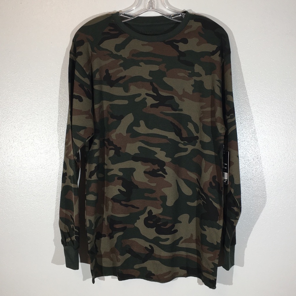 Galaxy Camo waffle knit long sleeve Shirt - L